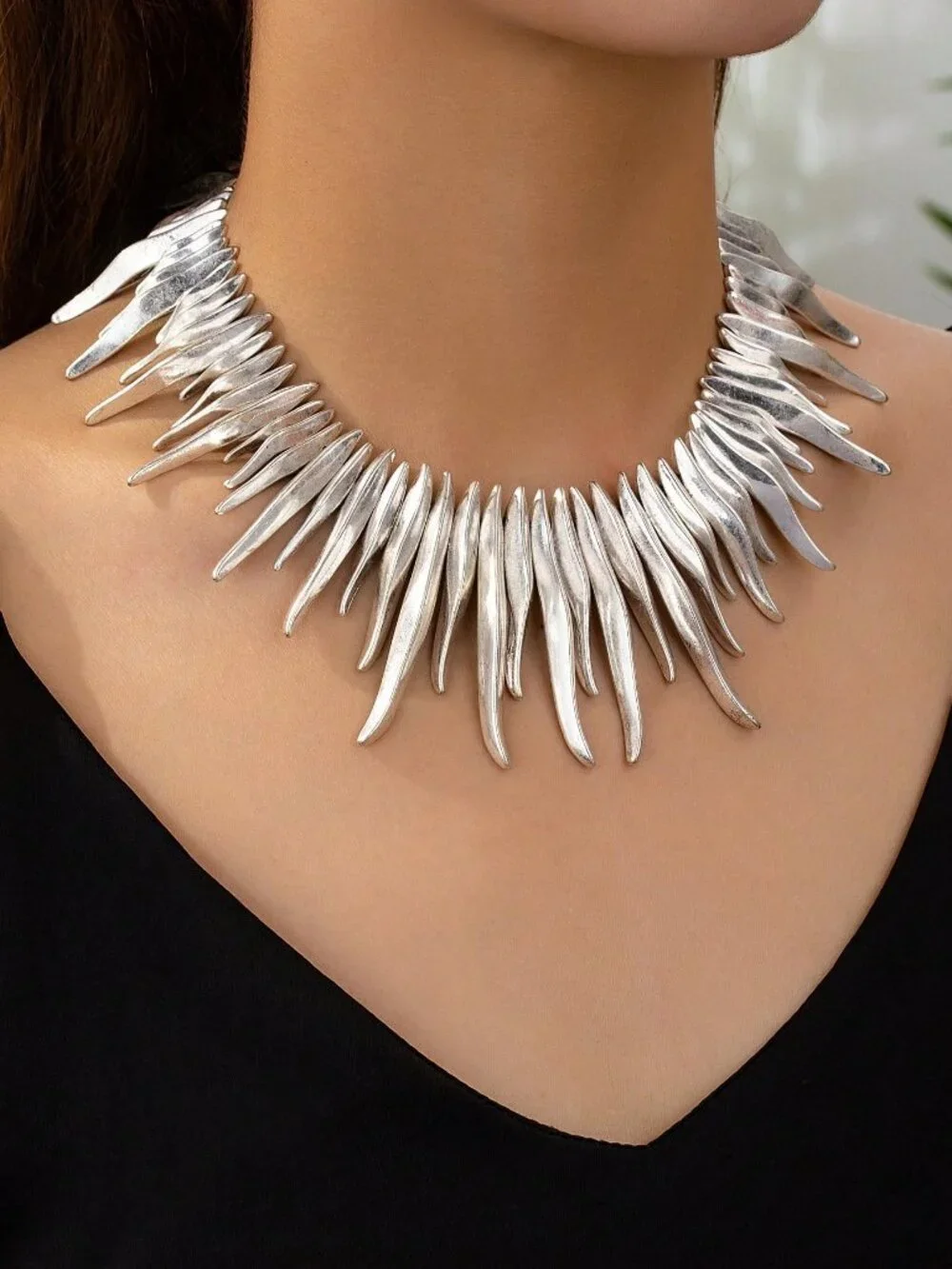Silver Casual Women's European Gothic Geometric Metal Necklace